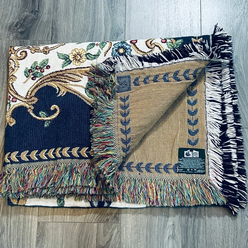 Goodwin Weavers Hanukkah Menorah Judaica Throw Blanket Woven Tapestry USA Made